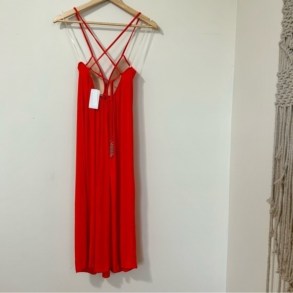 Trina Turk Gypsy Halter Jersey Midi Dress in Orange sz S - Picture 3 of 5
